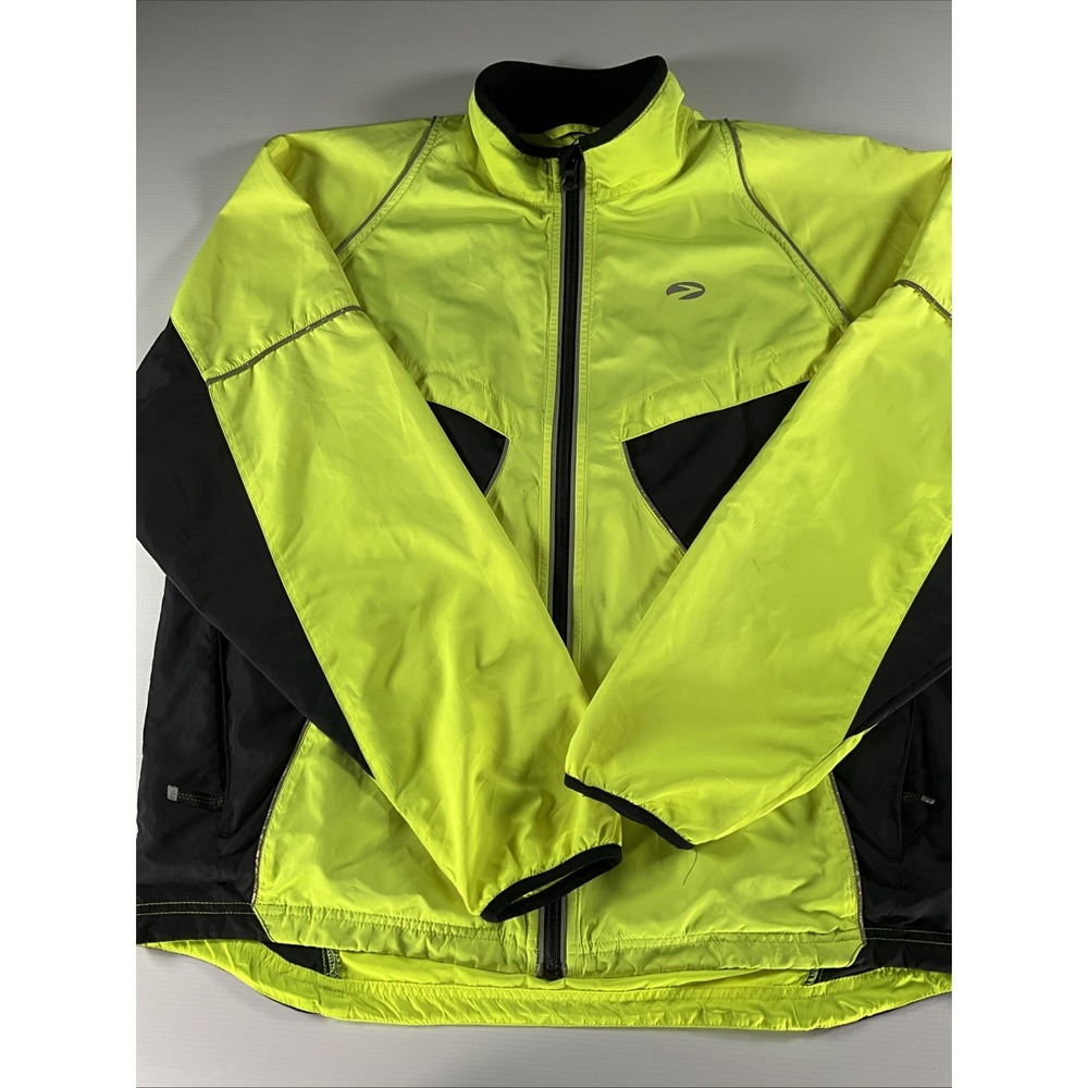 Brooks Mens Neon Yellow Black Running Jacket Sz L Reflective